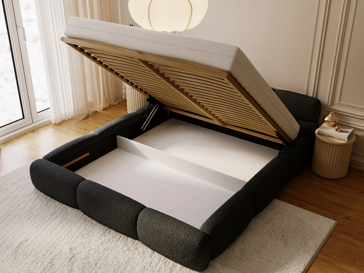 Polsterbett mit Bettkasten und Bettrost 160x200 Sweet Low Schwarz
