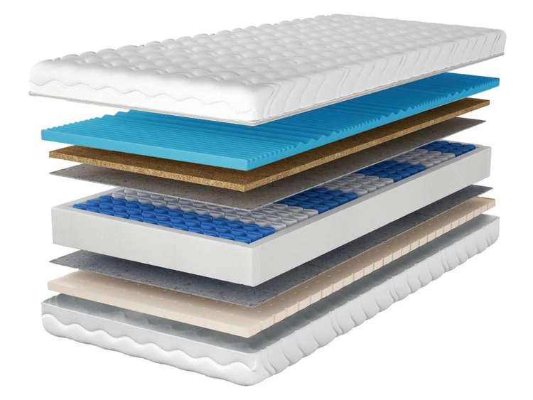 Taschenfederkernmatratze mit profiliertem Schaumstoff, Kokosmatte und Latex Tivo 90x200