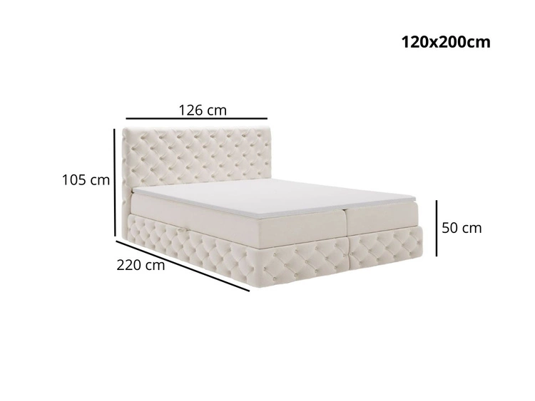 Boxspringbett mit Bettkasten 120x200 Canolo Beige