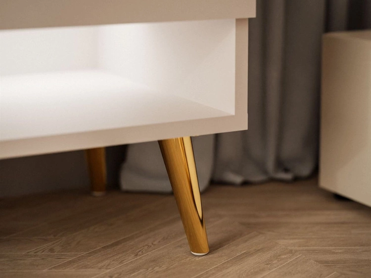 TV-Schrank 90 cm mit LED-Beleuchtung und goldenen Beinen Aurelie Kaschmir matt