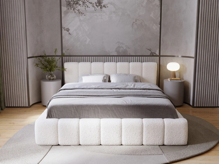 Polsterbett mit Bettkasten und Lattenrost 140x200 Orio Beige