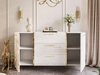 Wohnzimmer-Set mit goldenen Metallbeinen und goldenen Griffen Lunelie Weiß Hochglanz