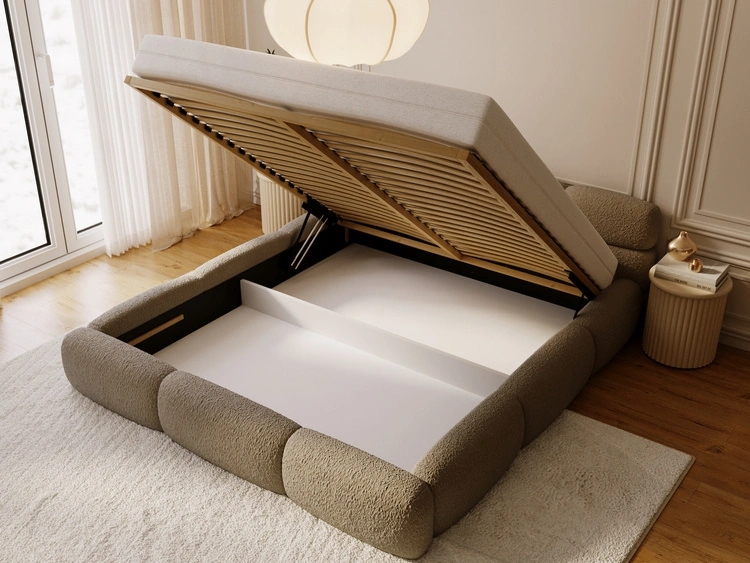 Polsterbett mit Bettkasten und Bettrost 140x200 Sweet Low Braun