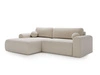Ecksofa L-Form mit Schlaffunktion und Bettkasten Savana Links Bouclé-Stoff Creme