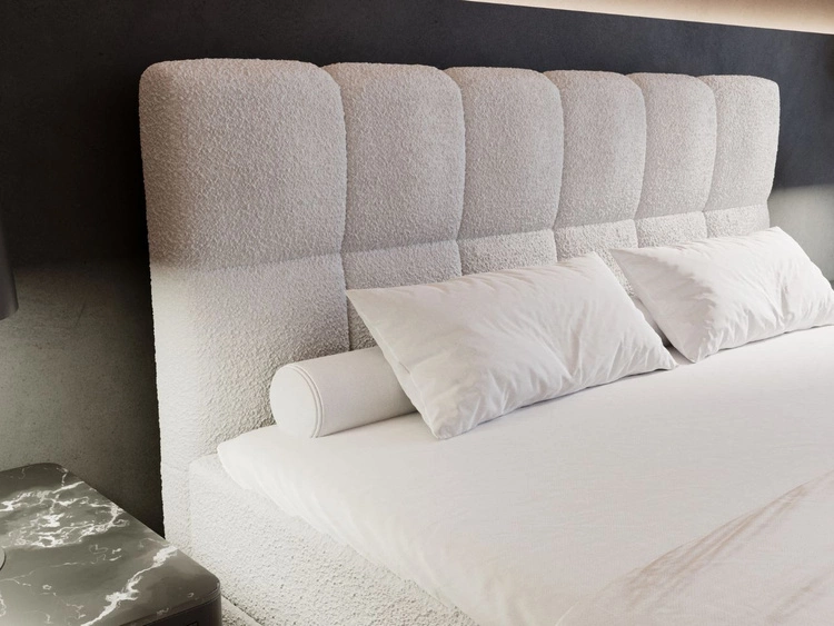 Boxspringbett mit Bettkasten 200x200 Bouclé-Stoff Alicante Grau