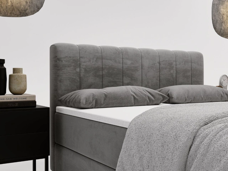 Boxspringbett mit Bettkasten 120x200 Forte Hellgrau