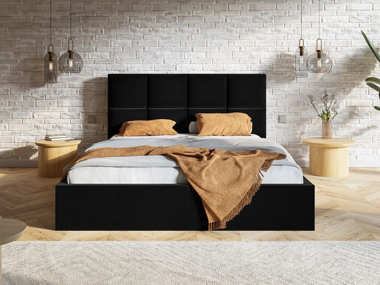 Polsterbett mit Bettkasten und Lattenrost 120x200 Malo Schwarz