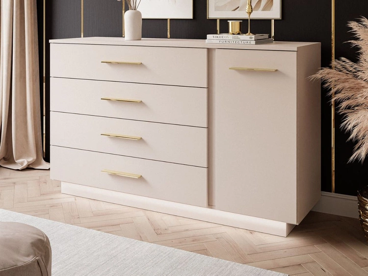 Kommode mit Türe, Schubladen und LED-Beleuchtung Nuveo Kaschmir