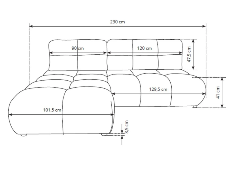 Ecksofa mit Schlaffunktion und Bettkasten Rechts Milet Grau