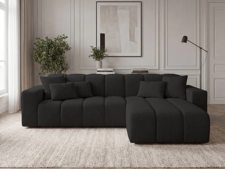 Ecksofa L-Form Rechts Nork Schwarz