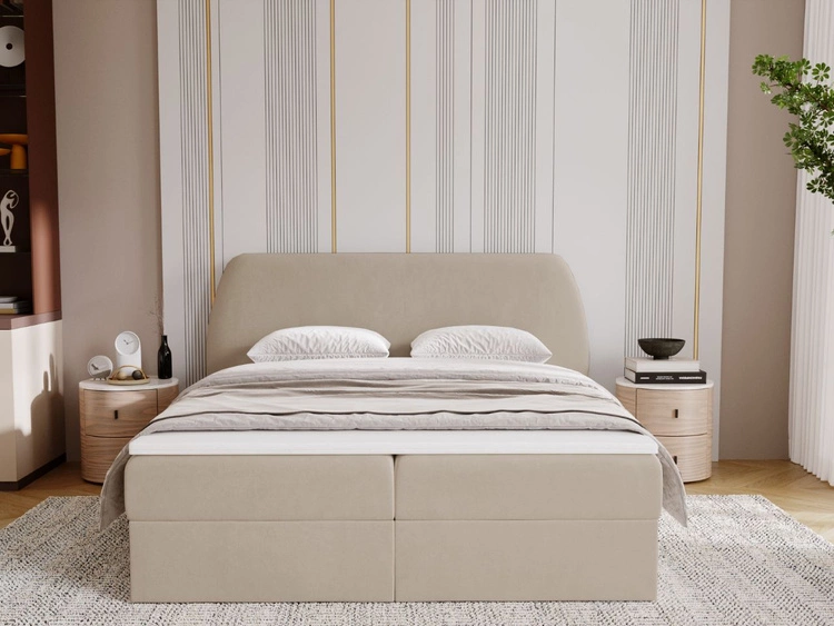 Boxspringbett mit Bettkasten 140x200 Bogota Beige