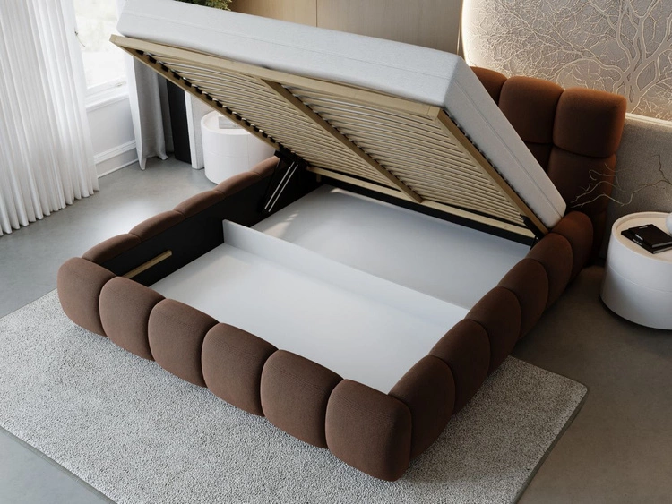 Polsterbett mit Bettkasten und Lattenrost 180x200 Modo Braun