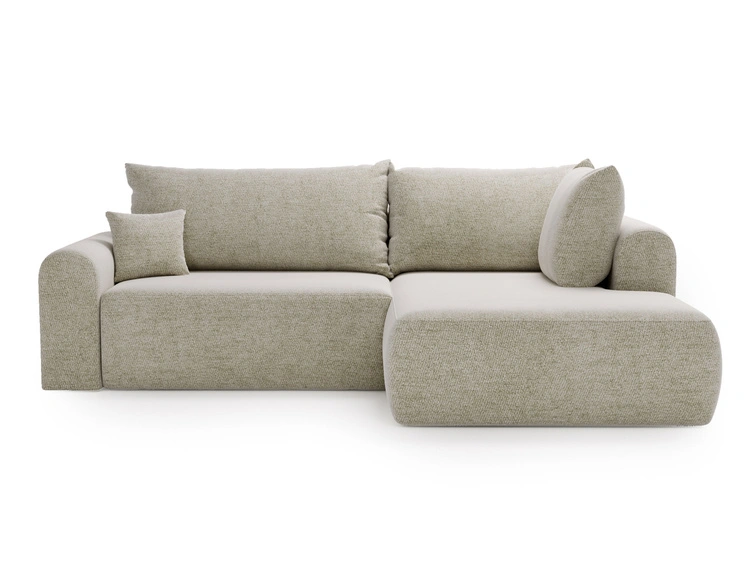 Ecksofa L-Form mit Schlaffunktion und Bettkasten Savana Bis Hellbeige