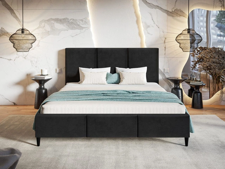 Polsterbett mit Lattenrost 180x200 Trio Schwarz