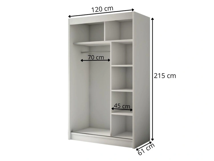 Schiebetürenschrank mit Sprossen 120 cm mit LED-Beleuchtung Ponti Schwarz