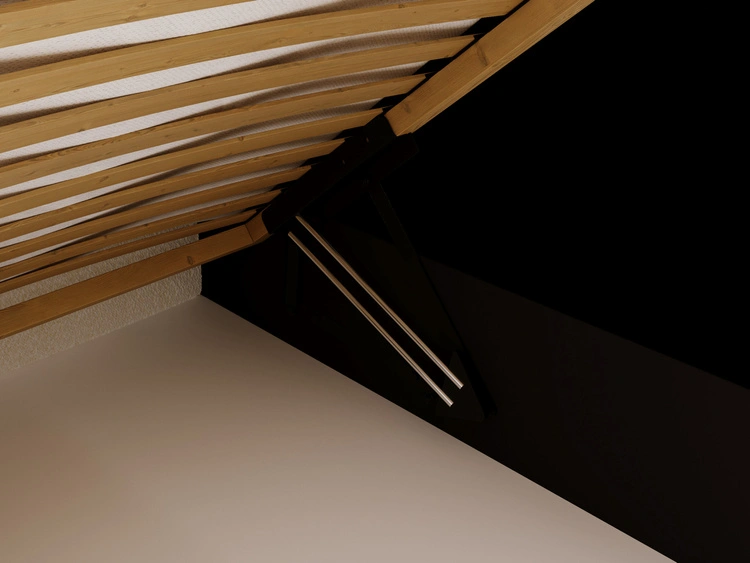Gepolstertes Jugend-Einzelbett mit Bettkasten und Bettrost aus Holz 90x200 Modo One Rechts Schwarz