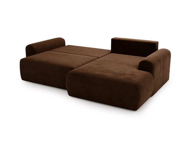 Ecksofa L-Form mit Schlaffunktion und Bettkasten Savana Rechts Braun