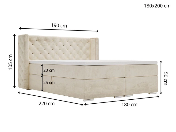 Boxspringbett mit Bettkasten 180x200 Lion Dunkelblau