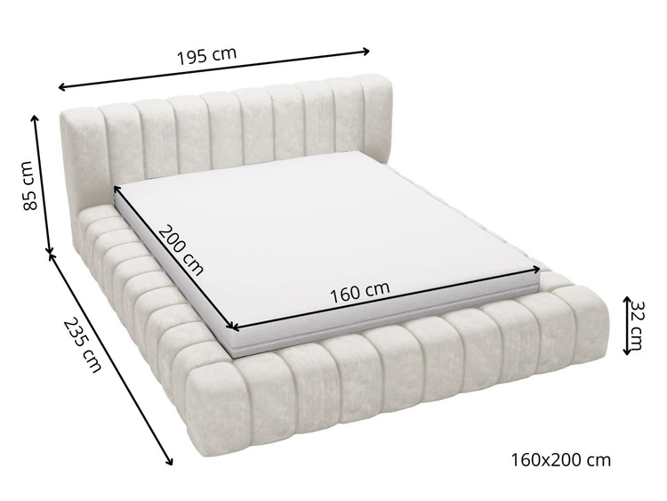 Polsterbett mit Bettkasten und Lattenrost 180x200 Italia Beige