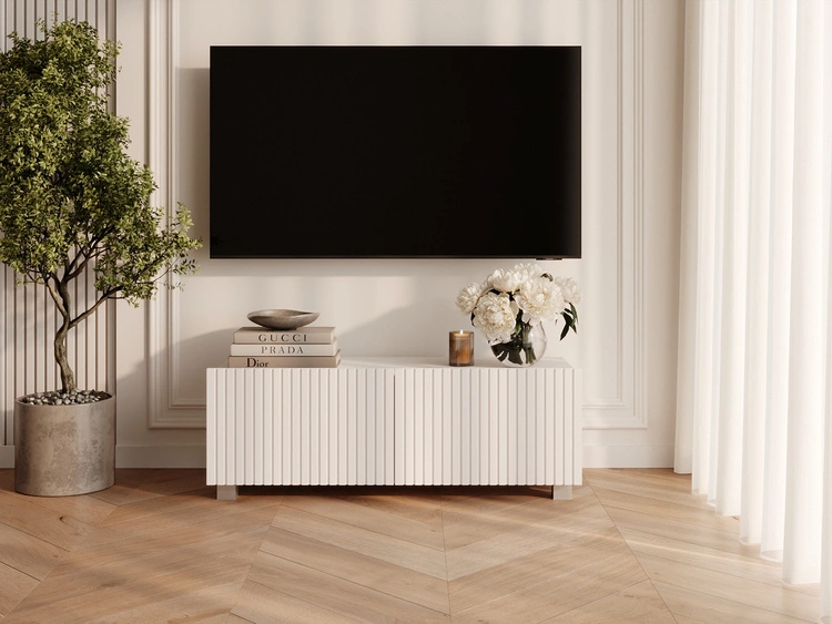 TV-Lowboard mit Türen 100 cm Kioto Weiß matt