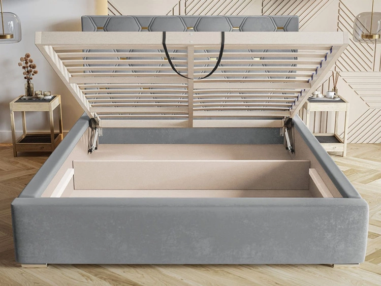 Polsterbett mit Bettkasten und Lattenrost 140x200 Tasso Dunkelblau