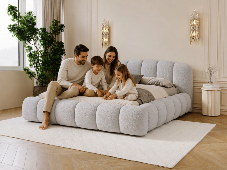 Polsterbett mit Stauraum und Lattenrost 180x200 Cloud Soft Grau