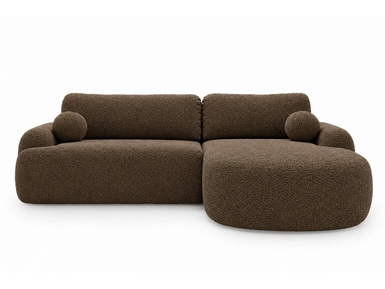 Ecksofa L-Form Rechts mit Schlaffunktion und Bettkasten Aurio Braun