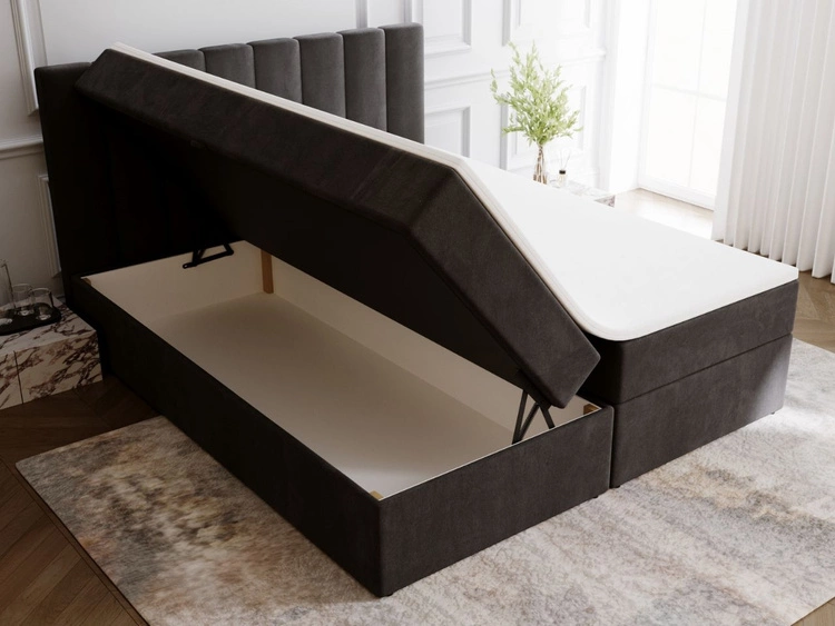 Boxspringbett mit Bettkasten 160x200 Mocca Schwarz