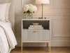 Nachtschrank mit Schublade Amber Grau, Gold Frame