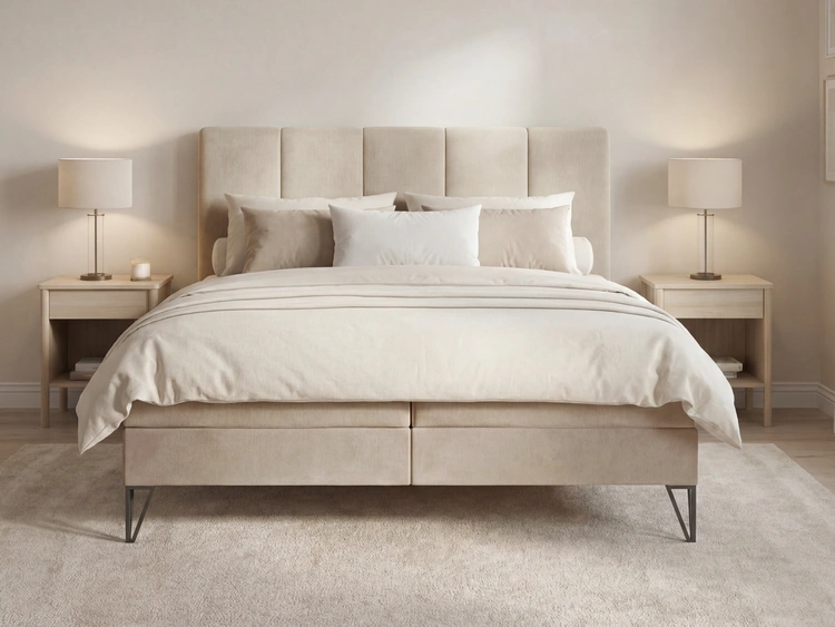 Boxspringbett mit Bettkasten 180x200 Vendi Beige