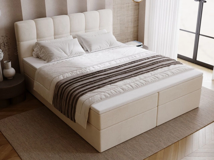 Boxspringbett mit Bettkasten 160x200 Maison Beige