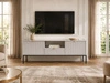 TV-Lowboard mit Schublade und Türen Amber Grau, Schwarz Frame