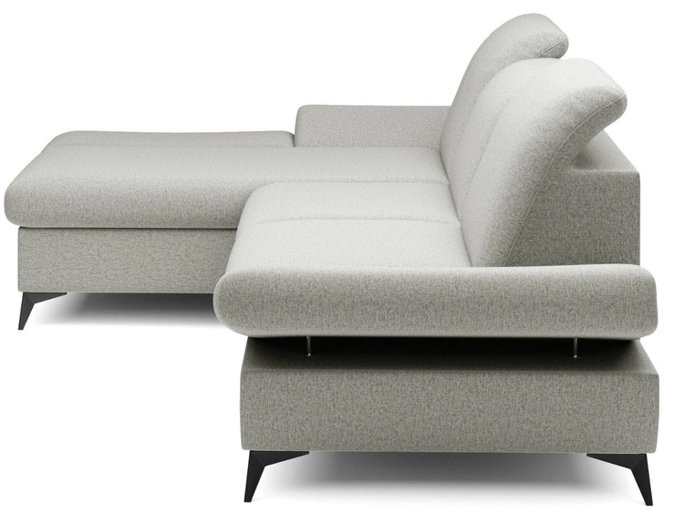 Ecksofa L-Form Links mit Schlaffunktion und Bettkasten Hannover Hellgrau