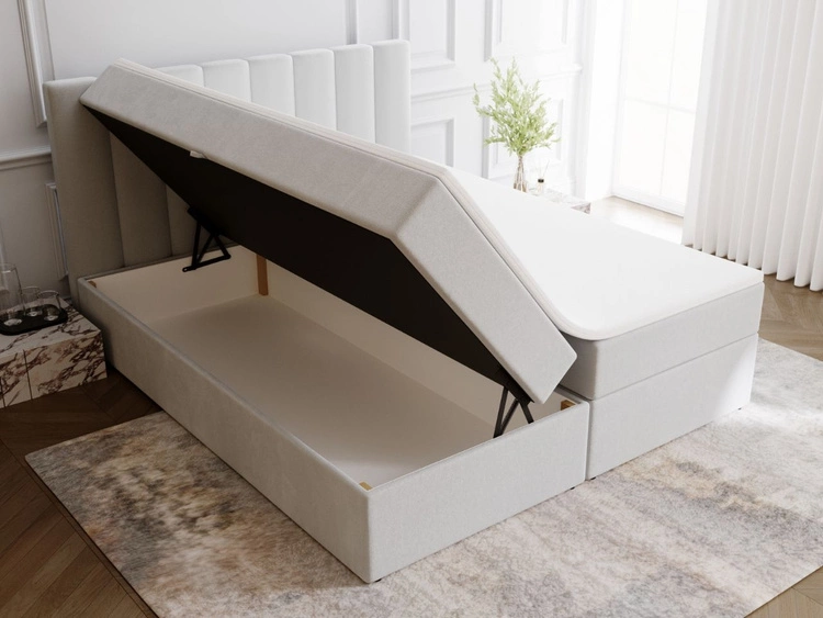 Boxspringbett mit Bettkasten 180x200 Mocca Grau