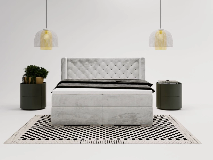 Boxspringbett mit Bettkasten 120x200 Lion Hellgrau