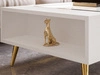 Wohnzimmer-Set mit goldenen Metallbeinen und goldenen Griffen Lunelie Weiß Hochglanz
