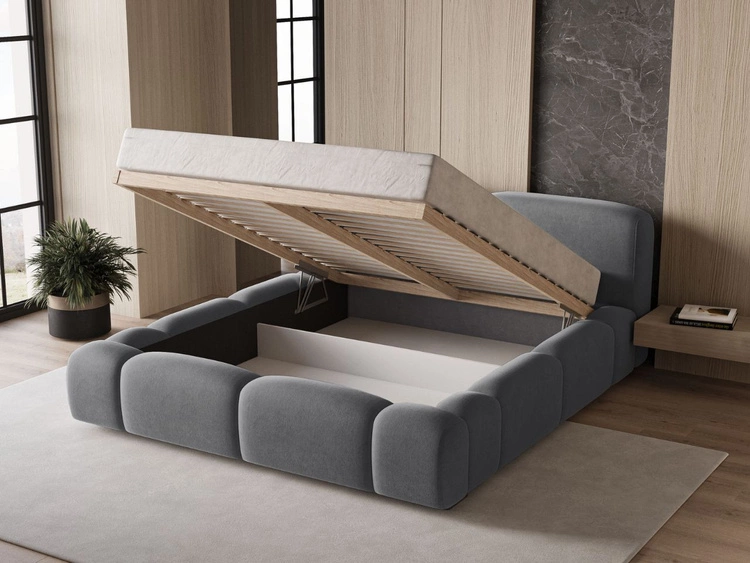 Polsterbett mit Bettkasten und Lattenrost 180x200 Aubi Dunkelgrau