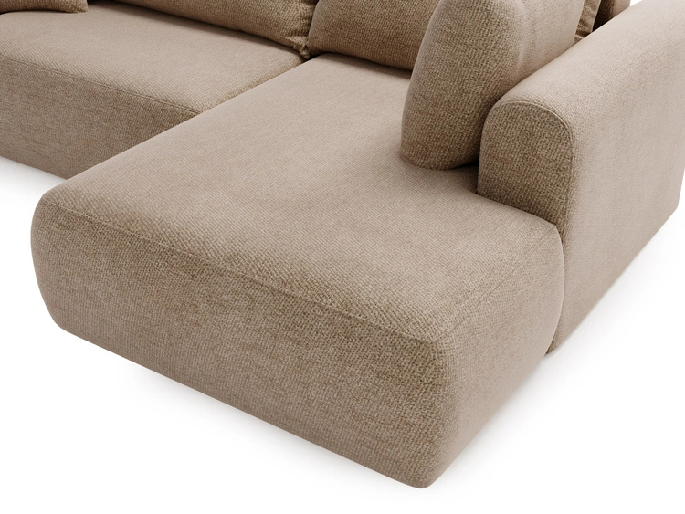 Ecksofa L-Form mit Schlaffunktion und Bettkasten Savana Bis Dunkelbeige