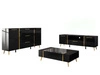 Wohnzimmer-Set im Glamour-Stil auf Beinen Lunelie Schwarz Hochglanz