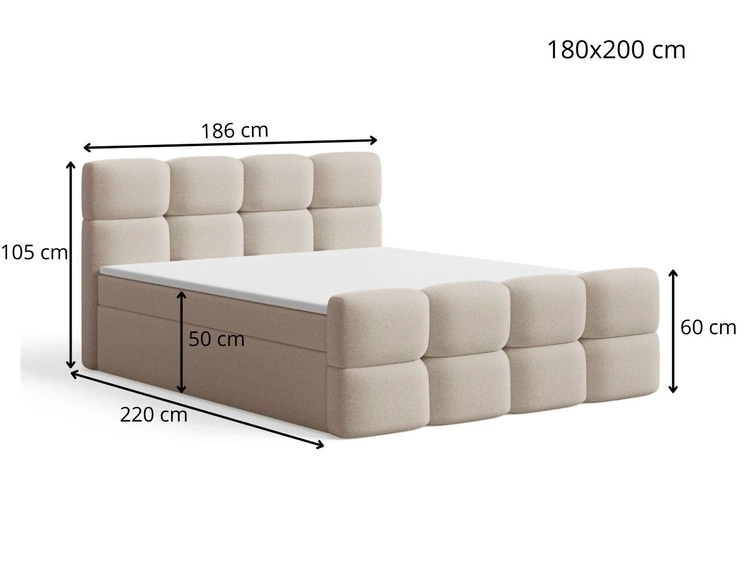 Boxspringbett mit Bettkasten 180x200 Rivon Schwarz