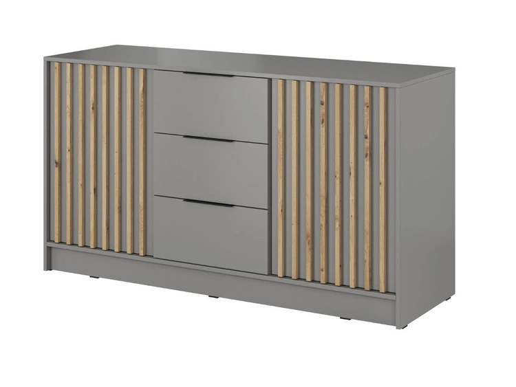Kommode mit Türen und Schubladen 155 cm Macron Grau Artisan Eiche