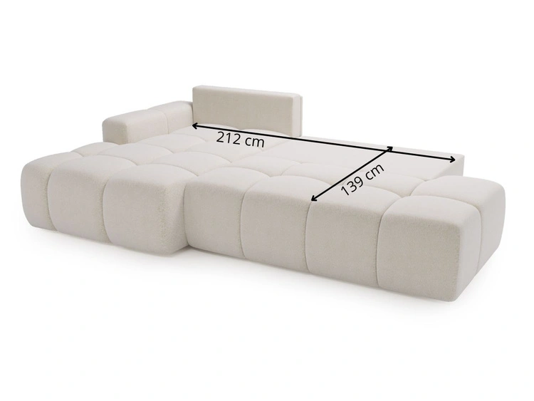 Ecksofa L-Form Rechts mit Schlaffunktion und Bettkasten Montero Weiß