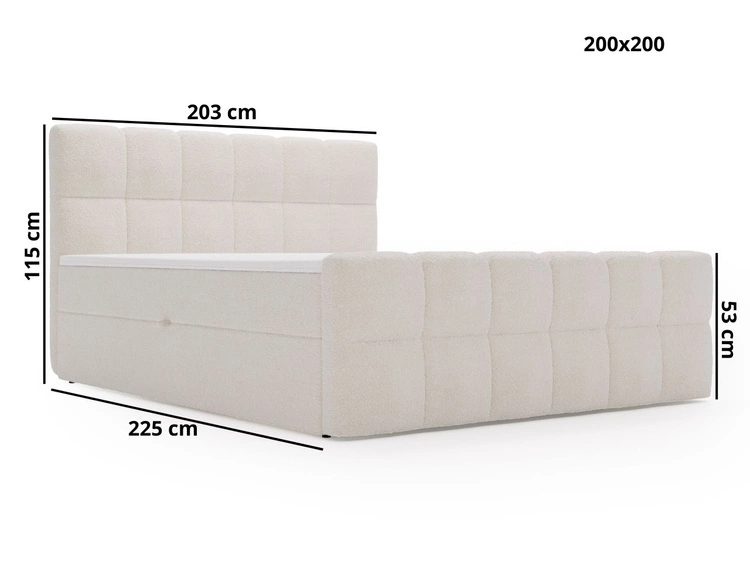 Boxspringbett mit Bettkasten 200x200 Bouclé-Stoff Alicante Braun