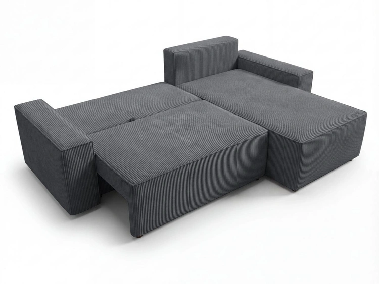 Ecksofa L-Form mit Schlaffunktion und Bettkasten Nivo Graphit