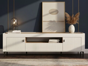 TV-Lowboard mit Schublade und Türen Messina Weiß