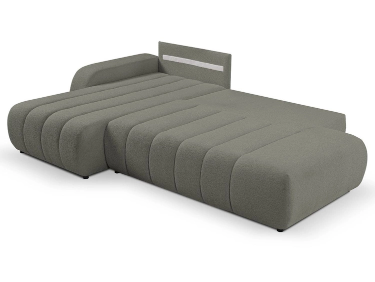 Ecksofa mit Schlaffunktion und Bettkasten Links Adoro Grau
