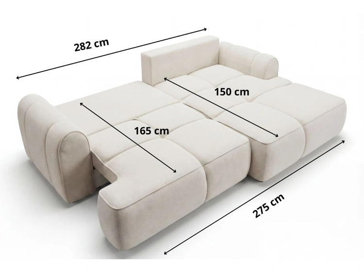 Ecksofa L-Form Links mit Schlaffunktion und Bettkasten Bonno Dunkelgrau