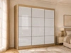Schiebetürenschrank mit Sprossen 250 cm mit LED-Beleuchtung Ponti Eiche Sonoma, Weiß