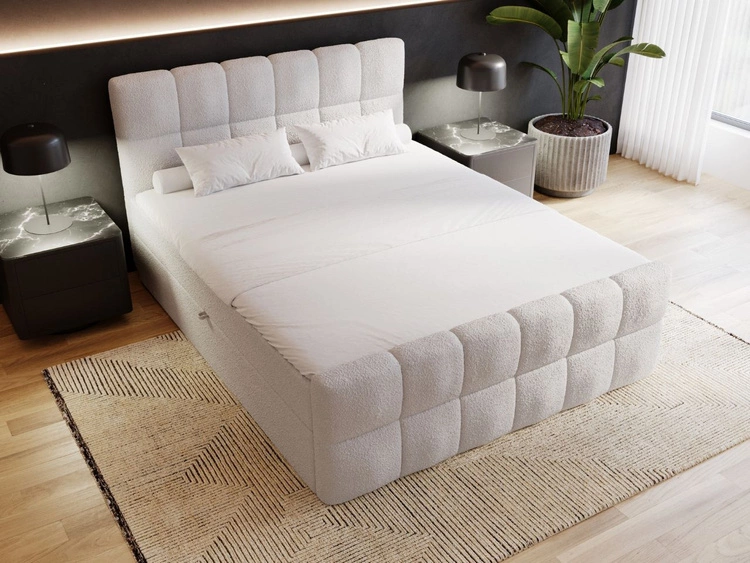 Boxspringbett mit Bettkasten 200x200 Bouclé-Stoff Alicante Grau