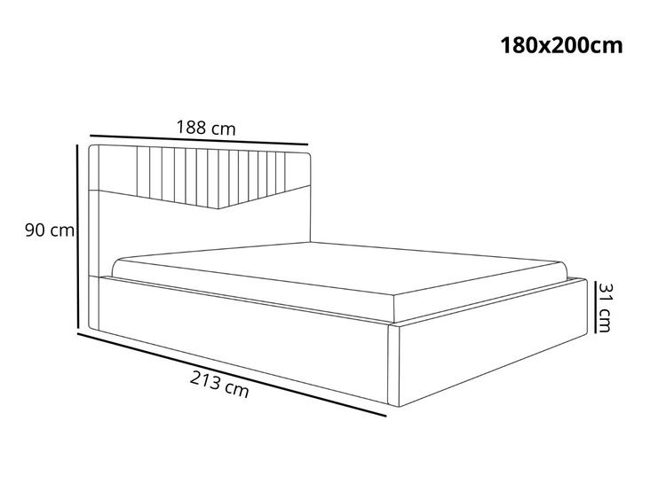 Polsterbett mit Bettkasten und Lattenrost 180x200 Lido Dunkelblau